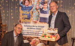 Hans-Jürgen Block und Präsident Volker Witt starten die diesjährige Osterei-Lotterie